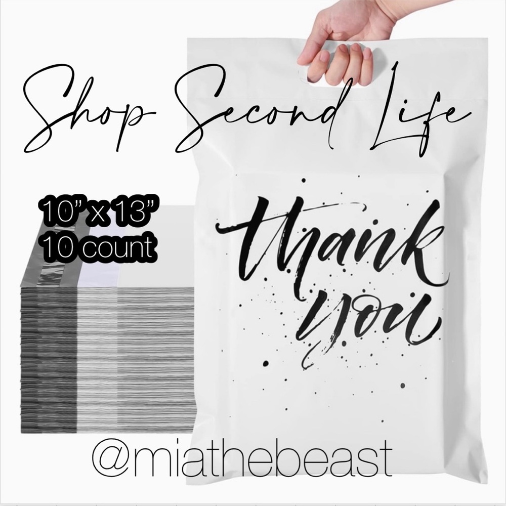 3/$20 📦 10 white thank you poly mailers w/ handle 10”x13”